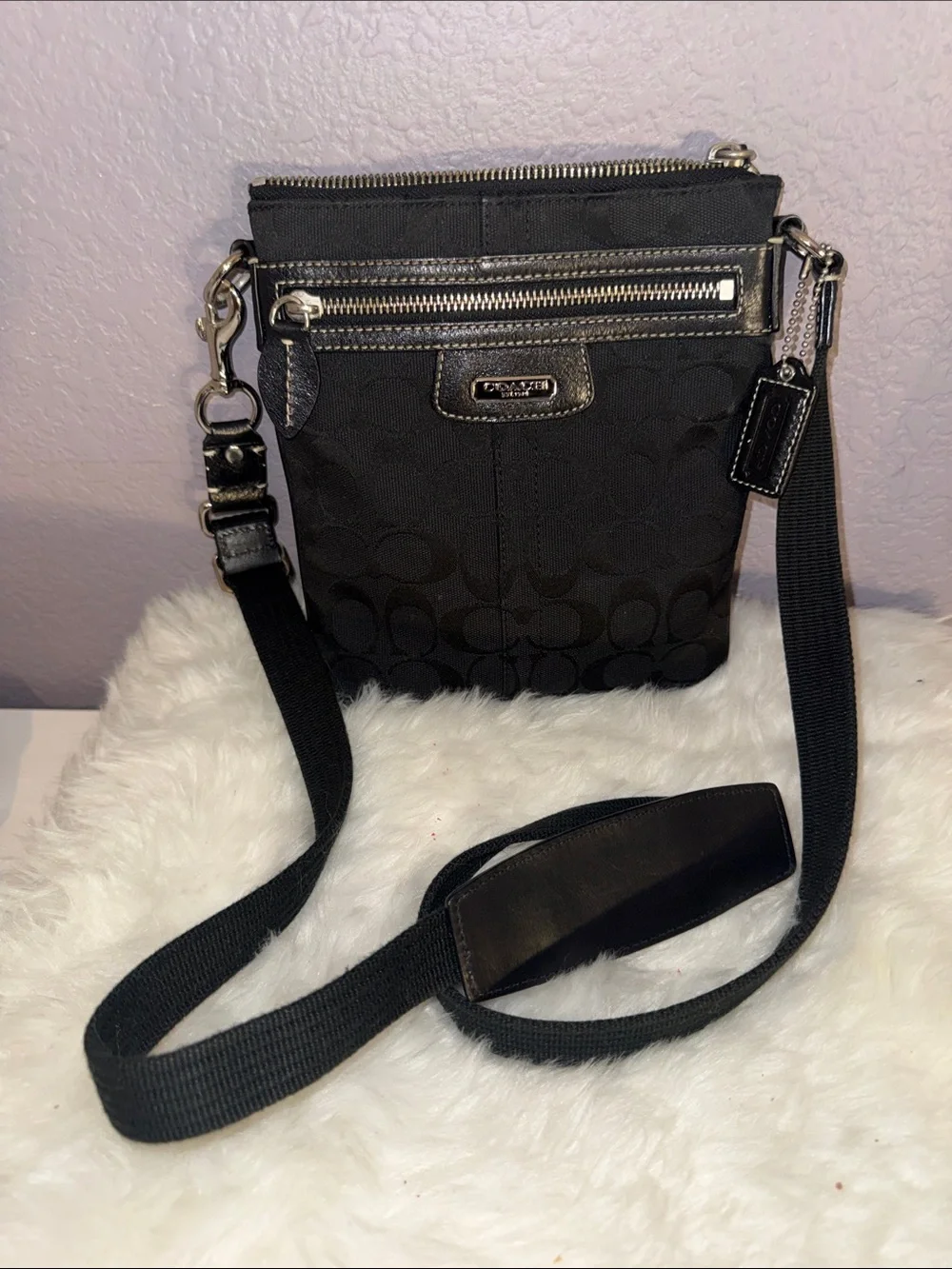 Coach Black Signature Jacquard Crossbody Bag